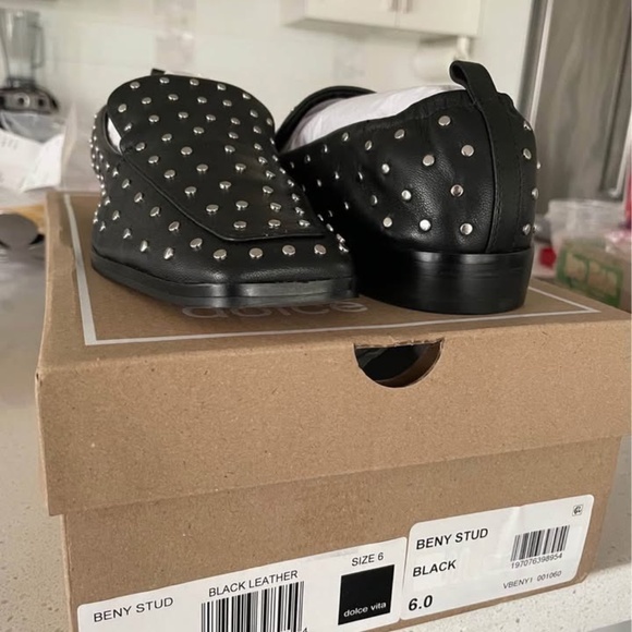 Dolce Vita Beny Studded Black Leather Loafers Size 6 - Picture 4 of 4